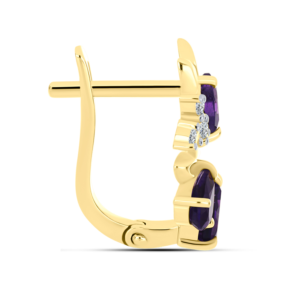 BUY 14K GOLD WITH AFRICAN AMETHYST GEMSTONE EARRING